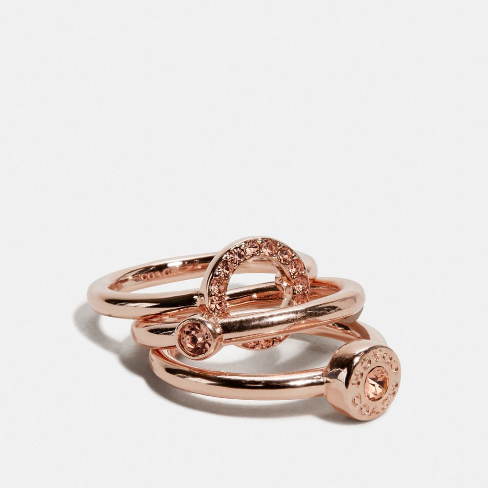 OPEN CIRCLE HALO RING SET - F67074 - ROSEGOLD