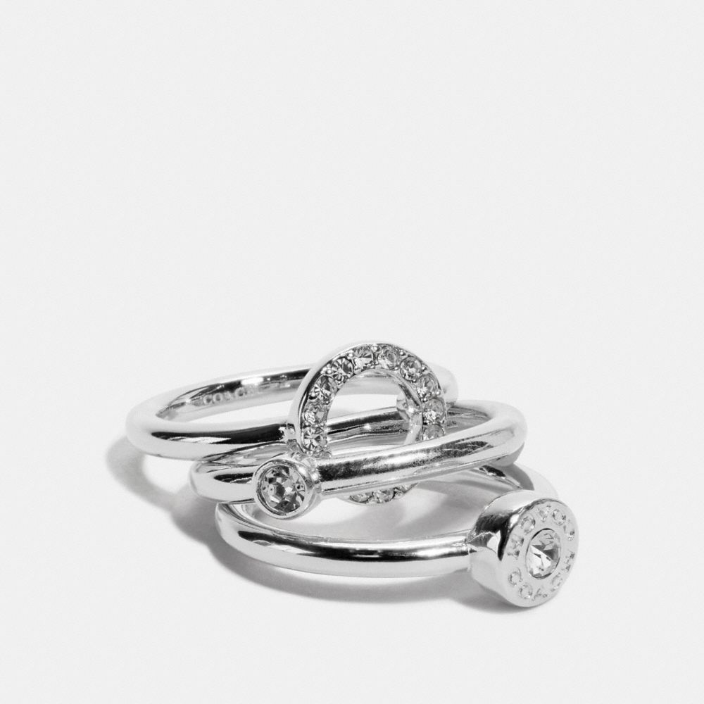 OPEN CIRCLE HALO RING SET - F67074 - SILVER