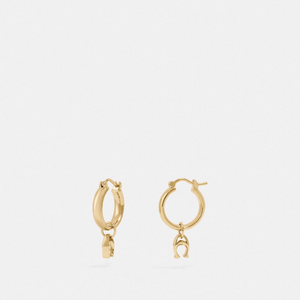 COACH F67083 Signature Huggie Earrings GOLD