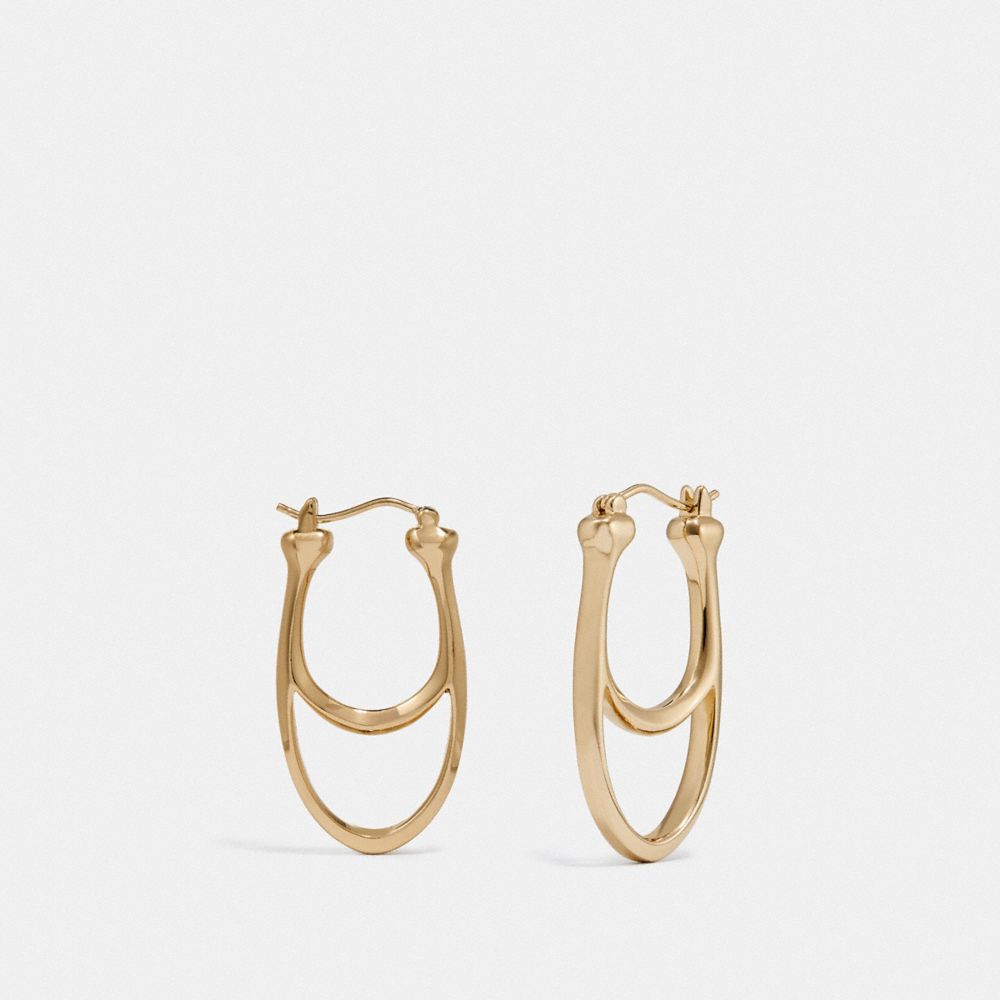 COACH SIGNATURE HOOP EARRINGS - GOLD - F67084