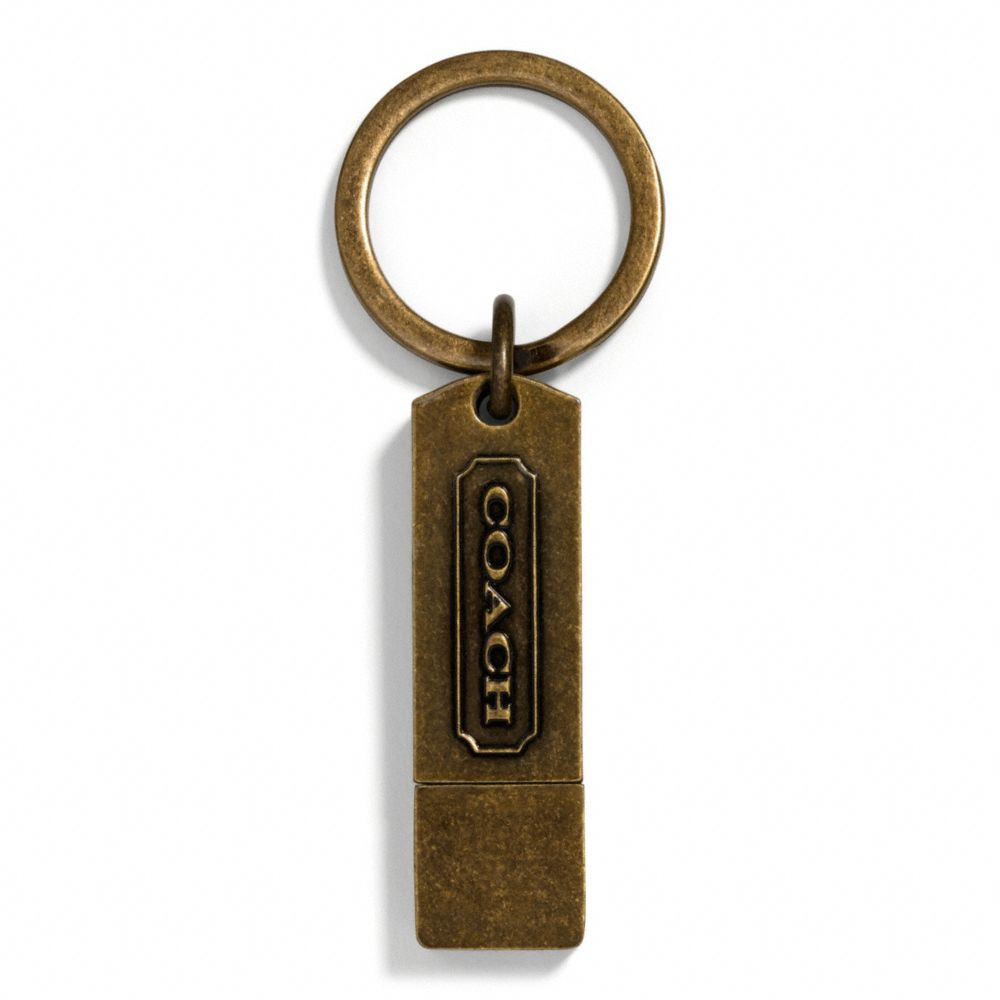 COACH 8GB USB KEY RING - ANTIQUE BRASS - f67096