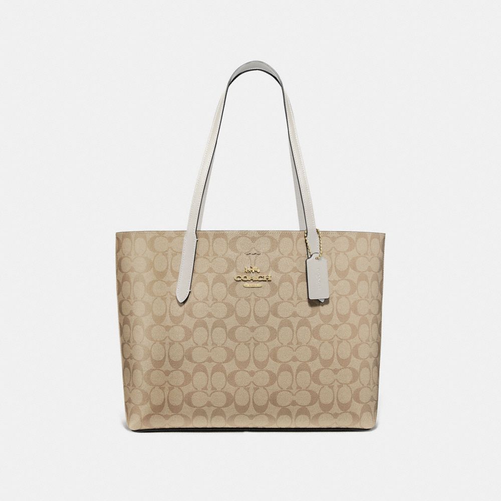 AVENUE TOTE IN SIGNATURE CANVAS - LIGHT KHAKI/CHALK/IMITATION GOLD - COACH F67108