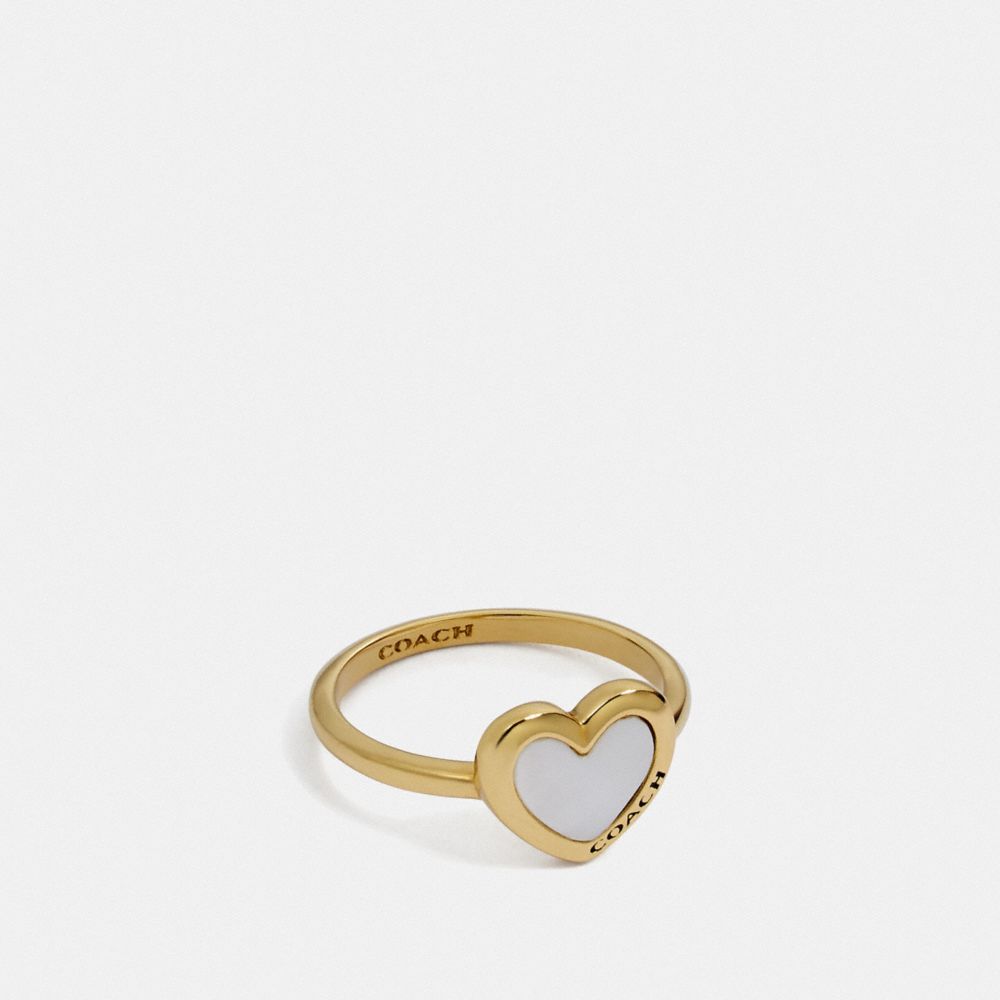 COACH F67110 - PEARL HEART RING WHITE/GOLD