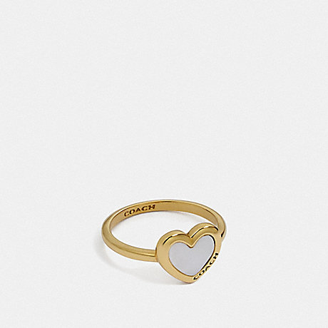 COACH PEARL HEART RING - WHITE/GOLD - F67110