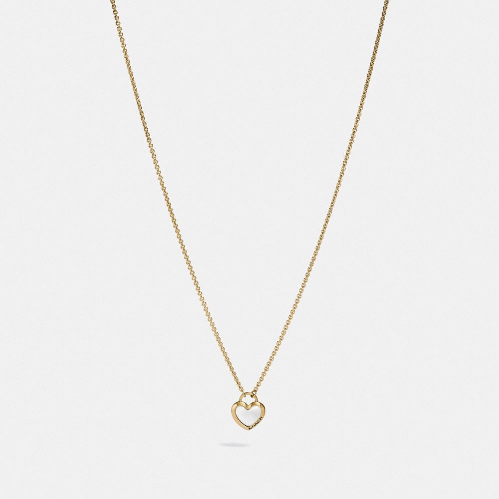 COACH F67111 - PEARL HEART NECKLACE WHITE/GOLD