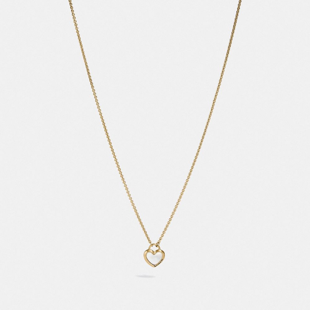 COACH F67111 PEARL HEART NECKLACE WHITE/GOLD