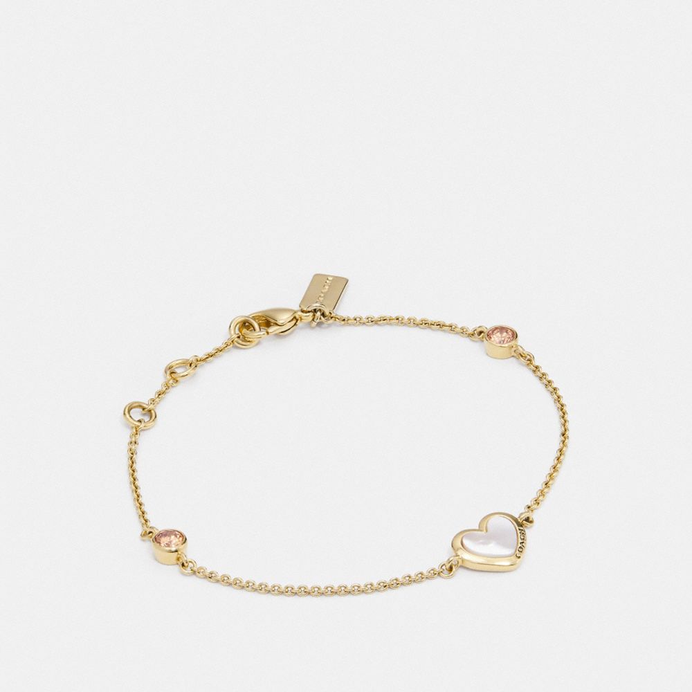 COACH F67112 Pearl Heart Bracelet WHITE/GOLD