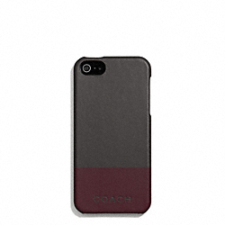 COACH F67116 Camden Leather Striped Molded Iphone 5 Case DARK GREY/DARK RED