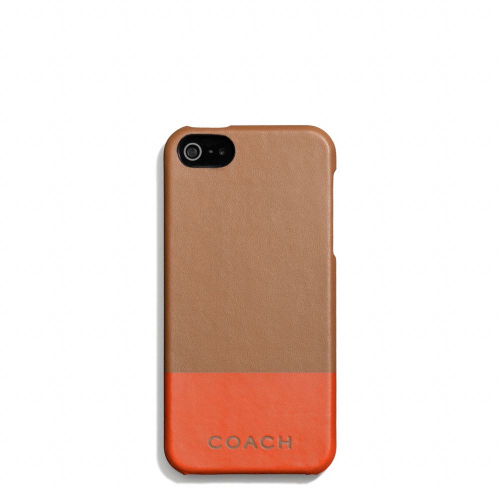 COACH F67116 CAMDEN LEATHER STRIPED MOLDED IPHONE 5 CASE SADDLE/PAPAYA