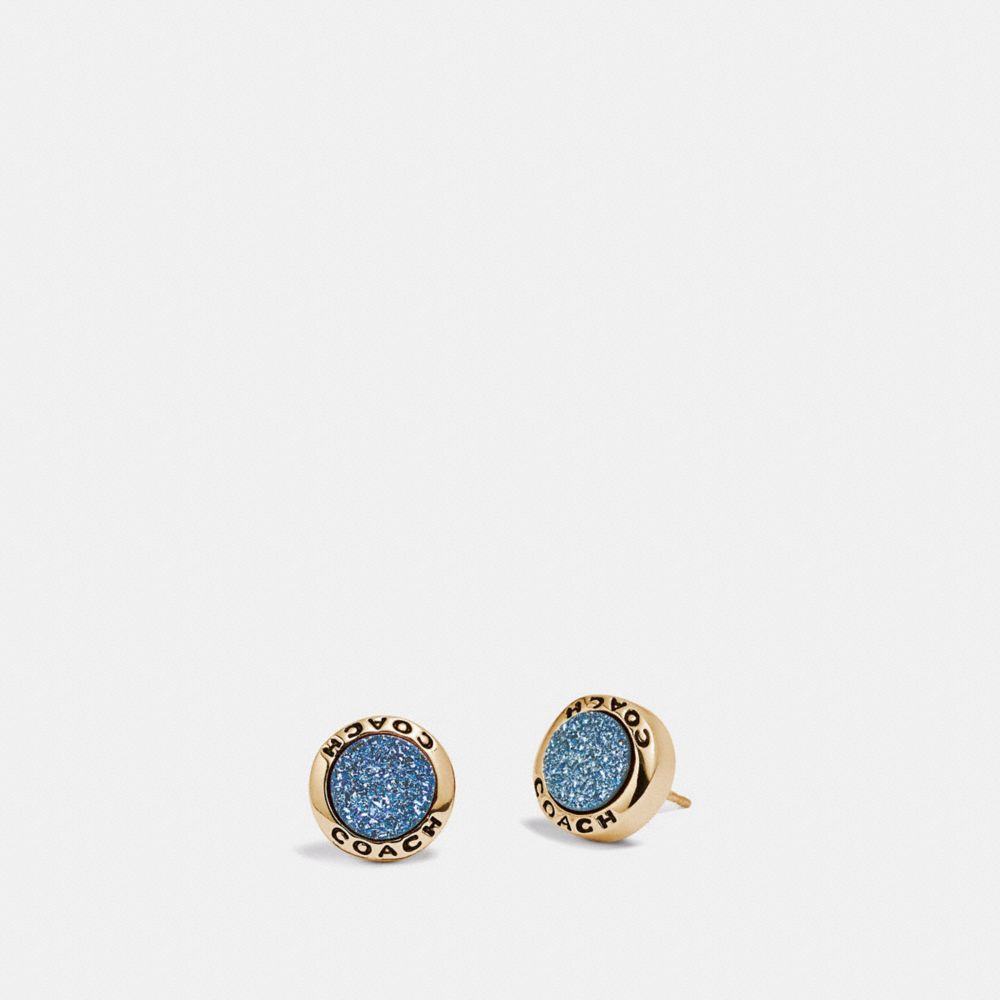 COACH F67125 Open Circle Stud Earrings BLUE/GOLD