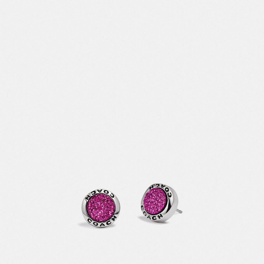 COACH F67125 OPEN CIRCLE STUD EARRINGS PURPLE/SILVER