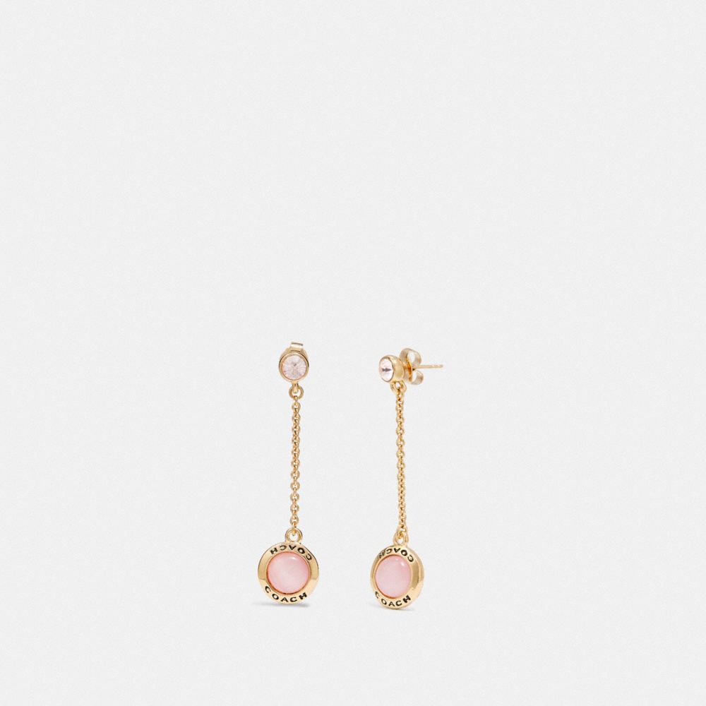 COACH F67128 Open Circle Long Dangle Earrings PINK/GOLD