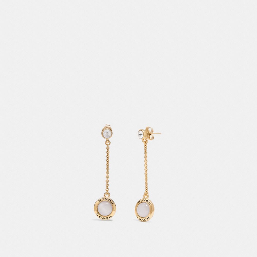 COACH OPEN CIRCLE LONG DANGLE EARRINGS - WHITE/GOLD - F67128