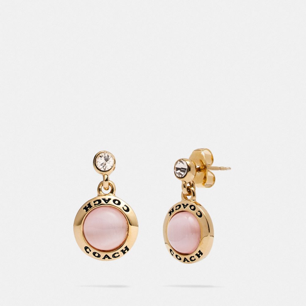 COACH F67129 Open Circle Drop Earrings PINK/GOLD