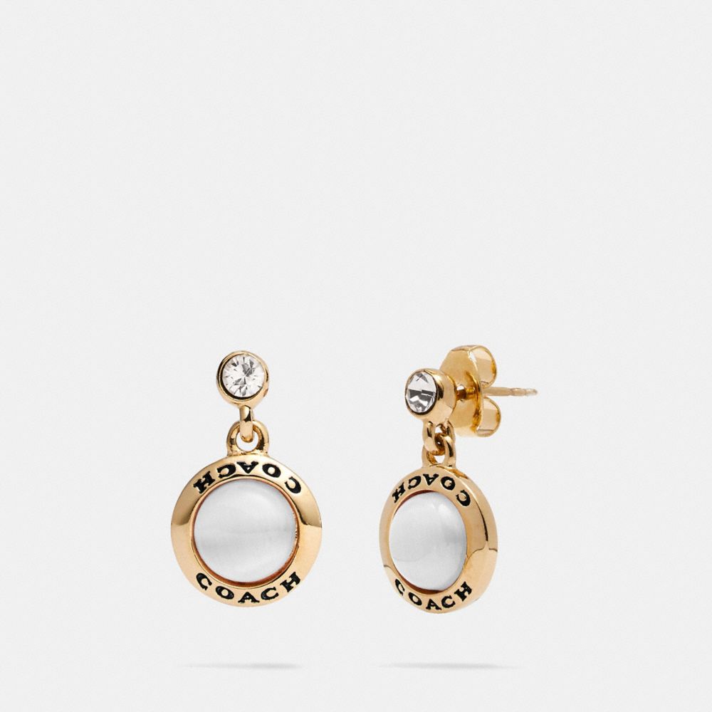 COACH F67129 Open Circle Drop Earrings WHITE/GOLD