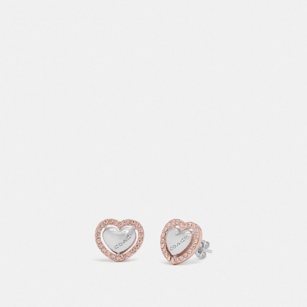 COACH F67147 Pearl Heart Halo Stud Earrings ROSEGOLD/SILVER