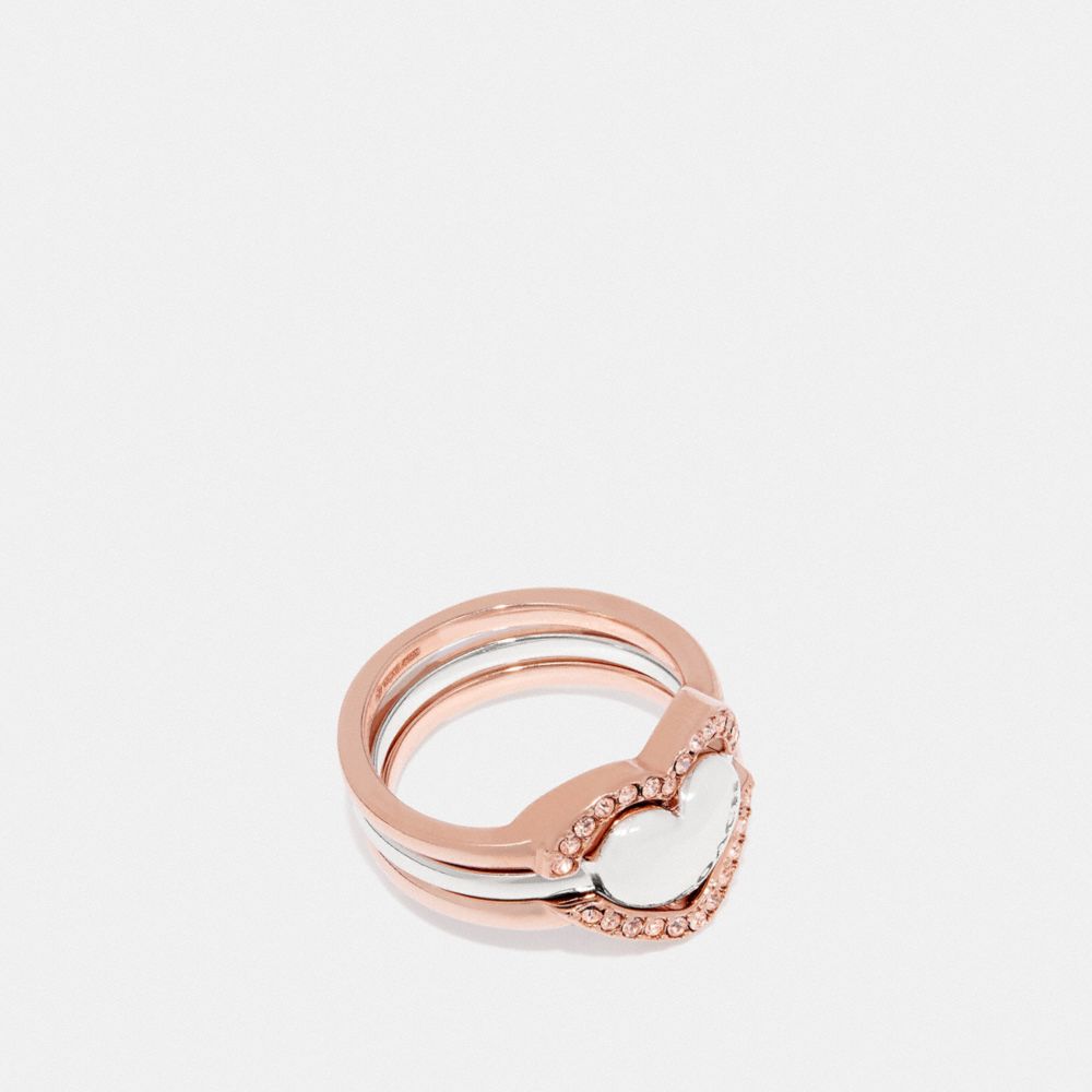 COACH F67148 - HALO HEART RING ROSE GOLD/SILVER