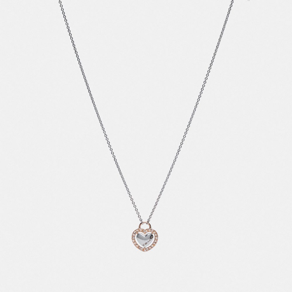 COACH F67149 Halo Heart Necklace ROSE GOLD/SILVER