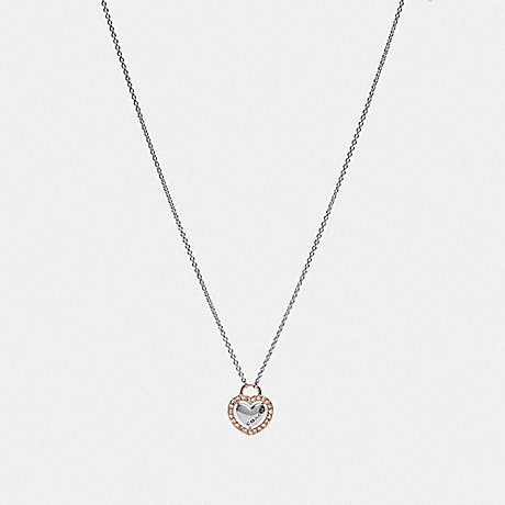 COACH F67149 HALO HEART NECKLACE ROSE GOLD/SILVER