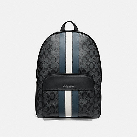 COACH F67250 HOUSTON BACKPACK IN SIGNATURE CANVAS WITH VARSITY STRIPE CHARCOAL/DENIM/CHALK/BLACK-ANTIQUE-NICKEL