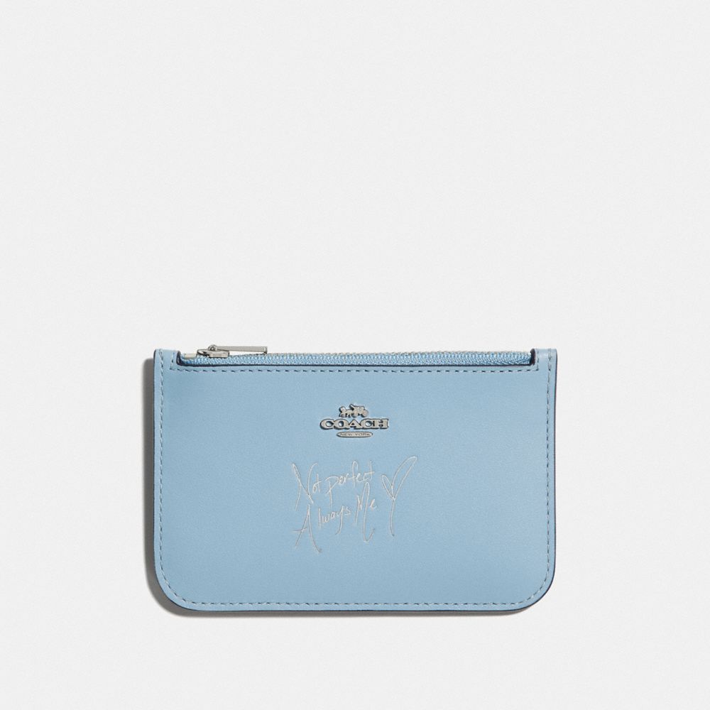 COACH F67252 SELENA ZIP CARD CASE CORNFLOWER/SILVER