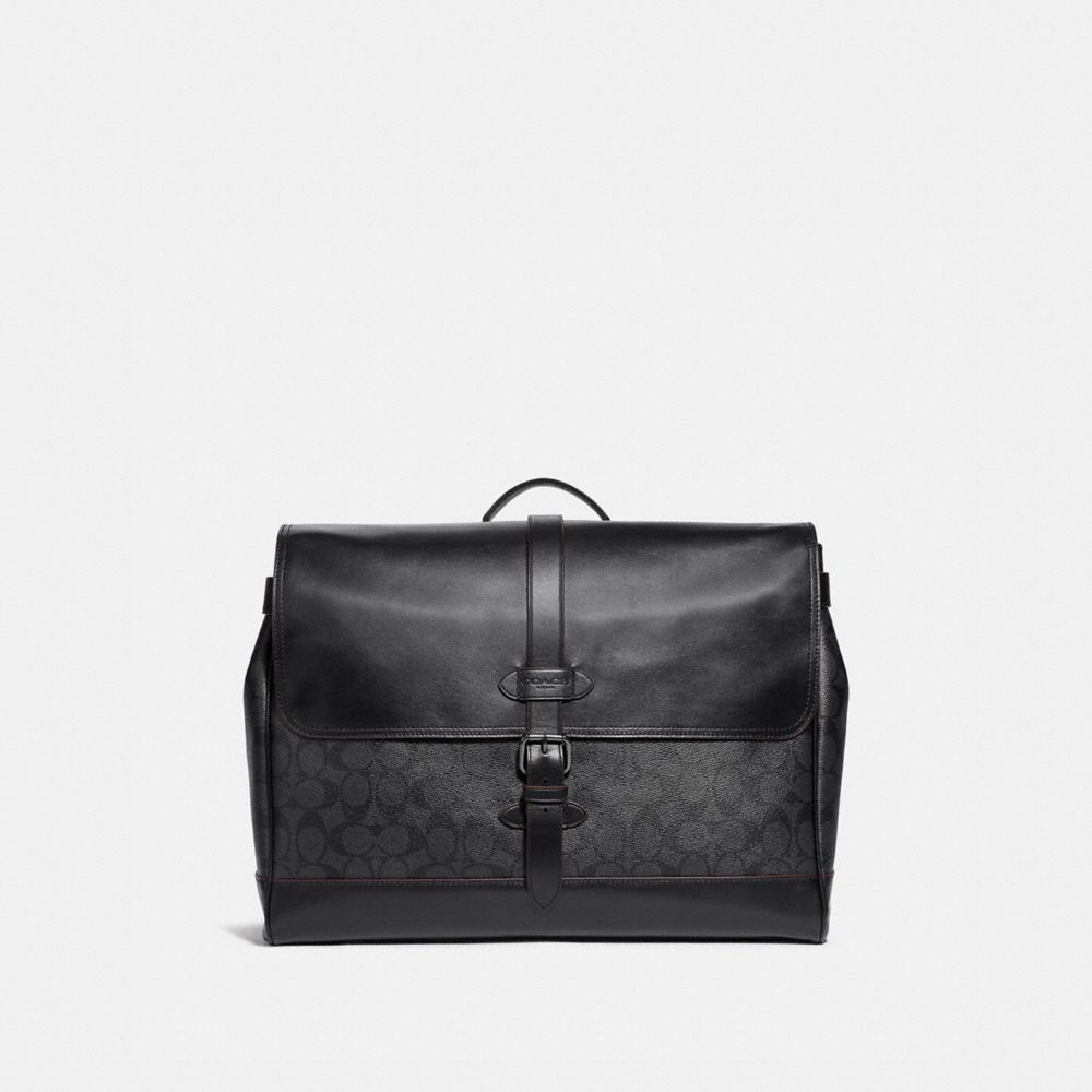 COACH F67330 - HUDSON MESSENGER IN SIGNATURE CANVAS BLACK/BLACK/OXBLOOD/BLACK COPPER FINISH