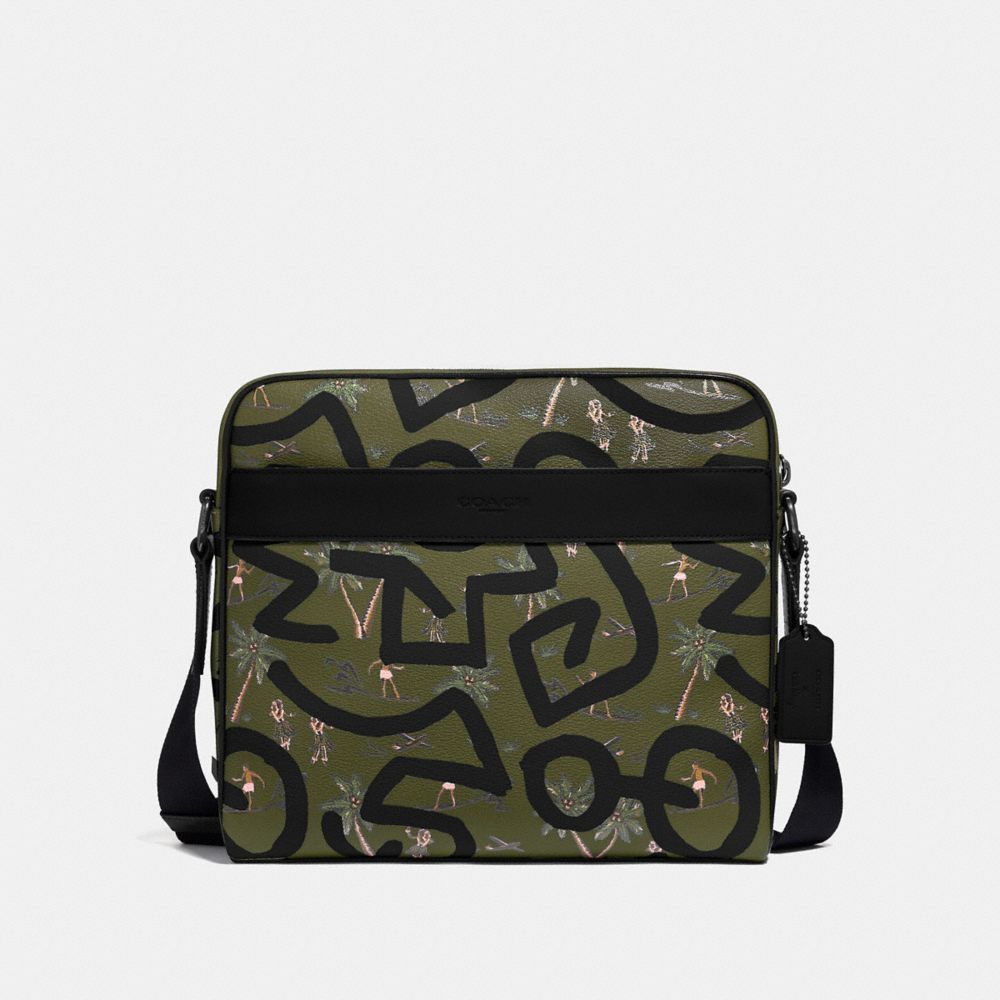 COACH F67371 Keith Haring Charles Camera Bag With Hula Dance Print SURPLUS MULTI/BLACK ANTIQUE NICKEL