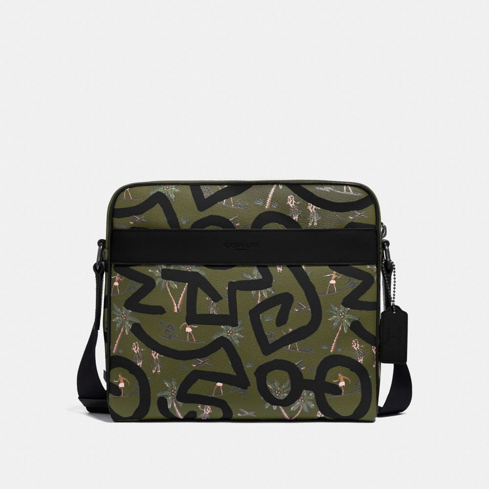 KEITH HARING CHARLES CAMERA BAG WITH HULA DANCE PRINT - SURPLUS MULTI/BLACK ANTIQUE NICKEL - COACH F67371