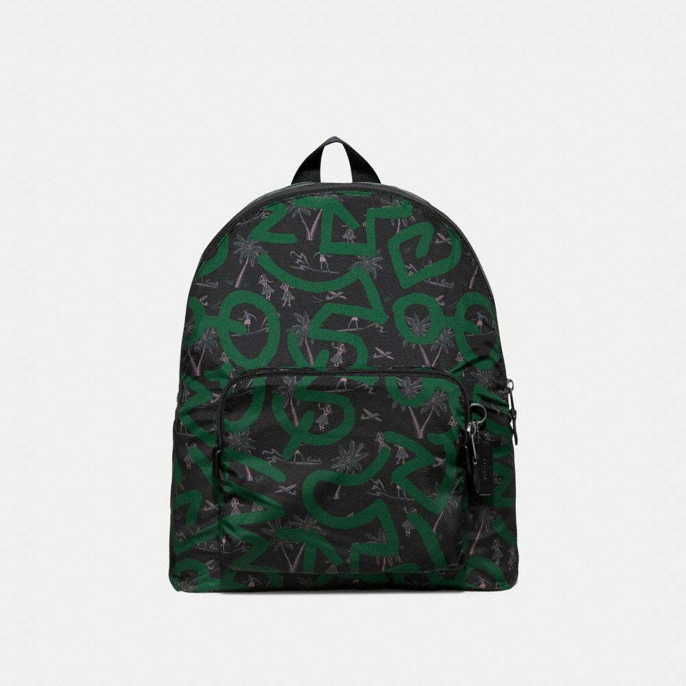 KEITH HARING PACKABLE BACKPACK WITH HULA DANCE PRINT - F67409 - BLACK MULTI/BLACK ANTIQUE NICKEL