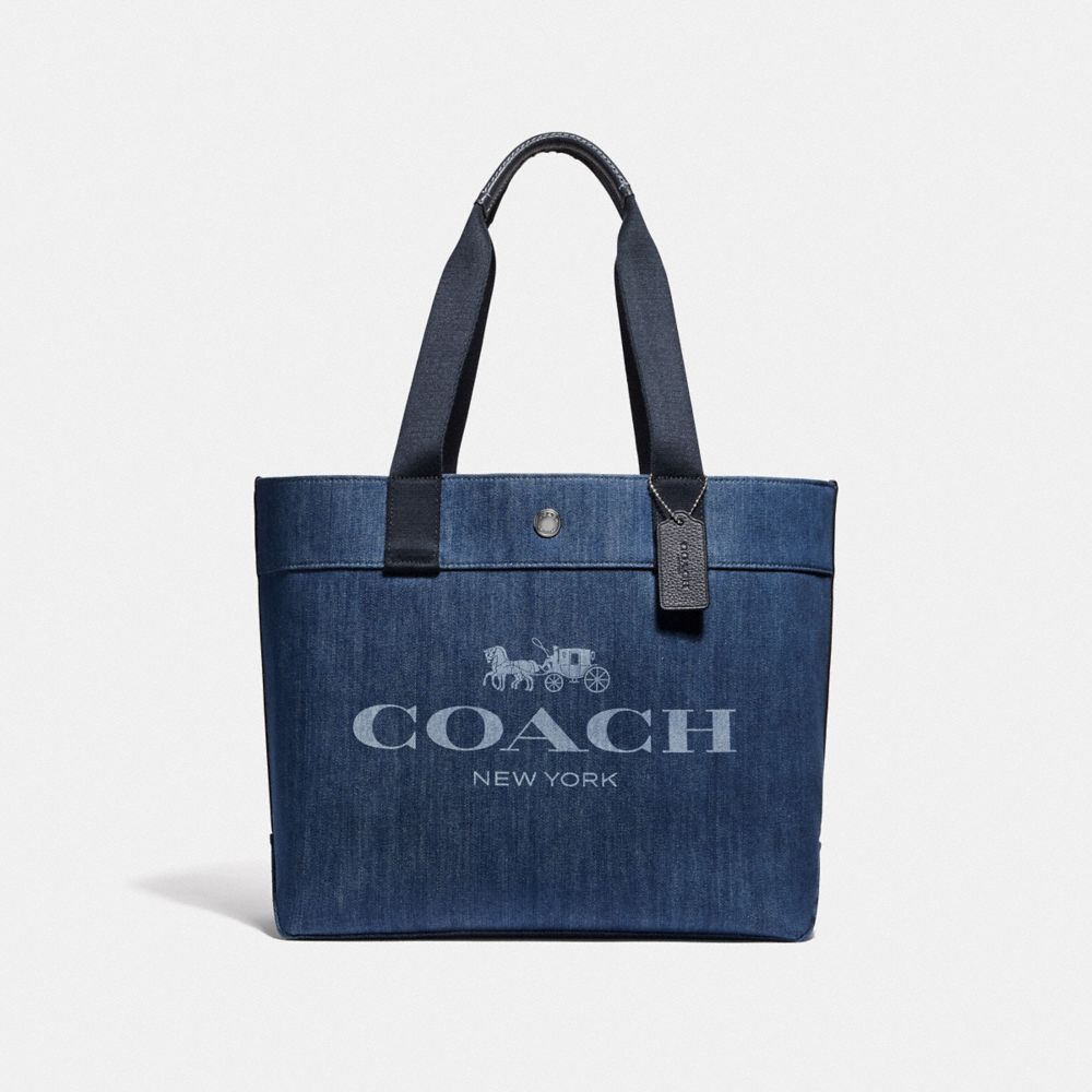 TOTE WITH HORSE AND CARRIAGE - F67415 - DENIM/SILVER