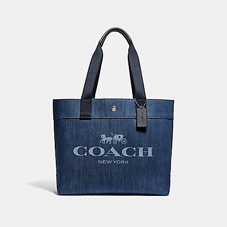 COACH F67415 TOTE WITH HORSE AND CARRIAGE DENIM/SILVER