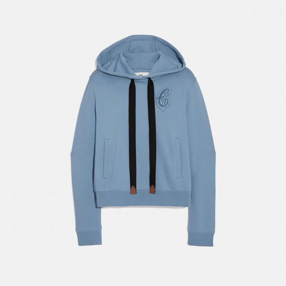 CROPPED SIGNATURE HOODIE - FRENCH BLUE - COACH F67464