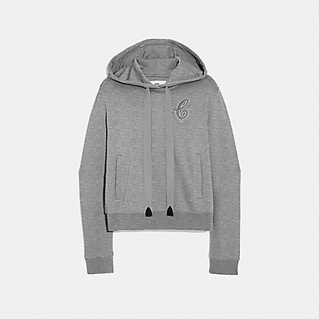 COACH CROPPED SIGNATURE HOODIE - GREY - F67464