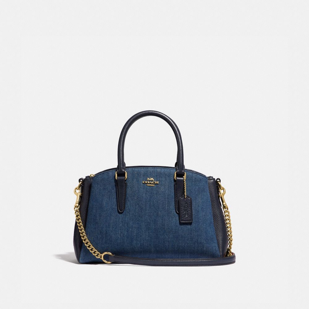 COACH MINI SAGE CARRYALL - DENIM/LIGHT GOLD - F67473