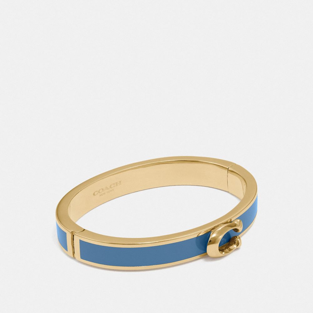 COACH F67480 SIGNATURE PUSH HINGED BANGLE INDIGO/GOLD