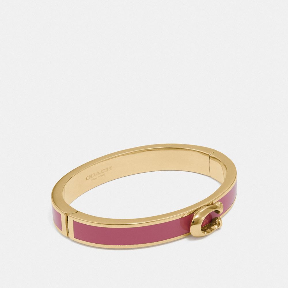 COACH SIGNATURE PUSH HINGED BANGLE - STRAWBERRY/GOLD - F67480