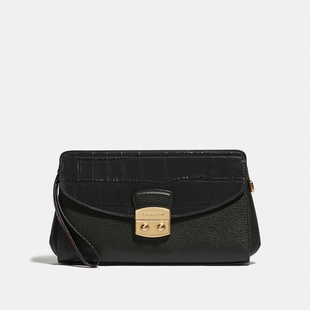 COACH F67497 FLAP CLUTCH BLACK/IMITATION GOLD