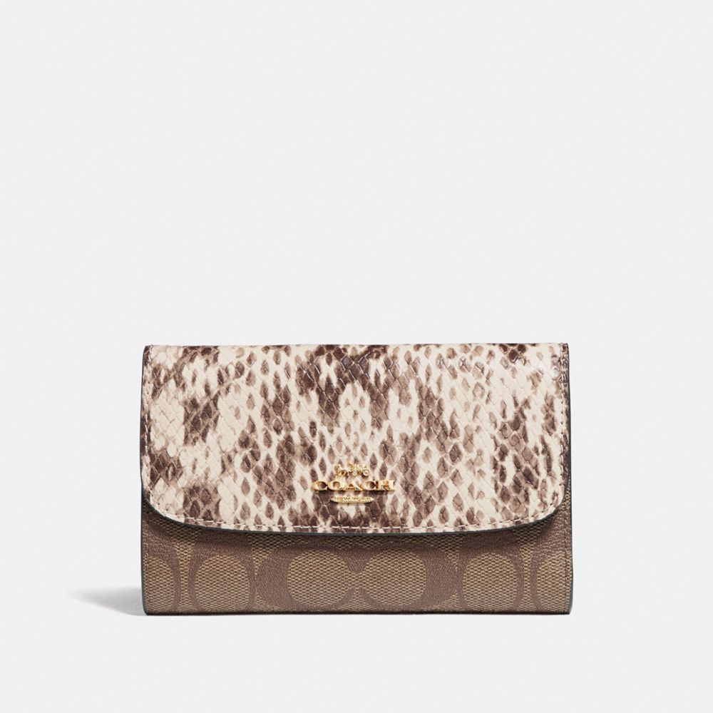 COACH F67498 MEDIUM ENVELOPE WALLET IN SIGNATURE CANVAS KHAKI-MULTI-/IMITATION-GOLD