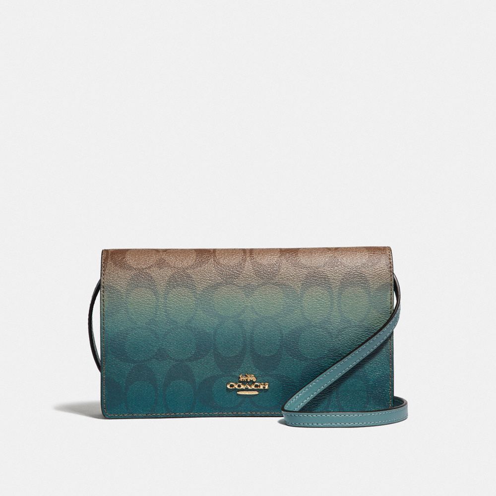 HAYDEN FOLDOVER CROSSBODY CLUTCH IN OMBRE SIGNATURE CANVAS - KHAKI/GREEN MULTI/IMITATION GOLD - COACH F67505