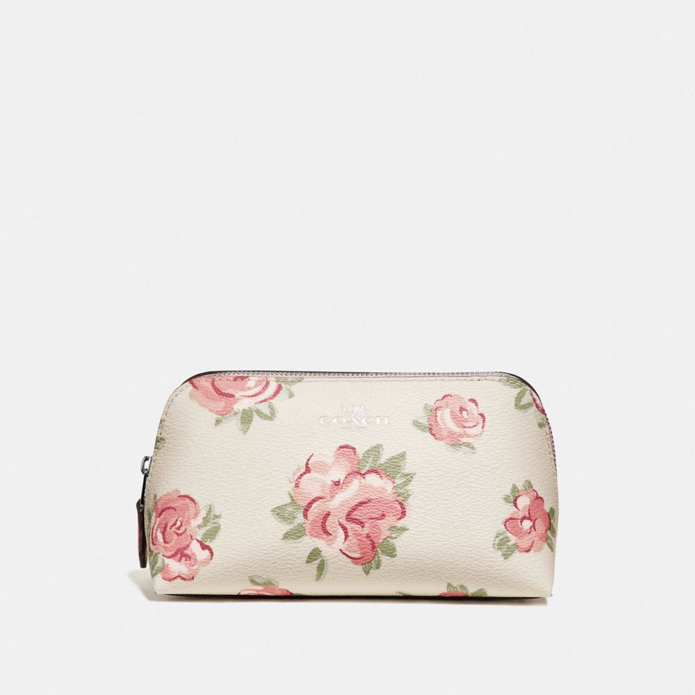 COSMETIC CASE 17 WITH JUMBO FLORAL PRINT - CHALK MULTI/PETAL/SILVER - COACH F67508