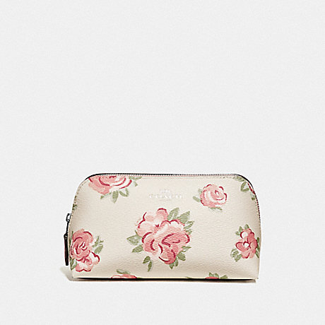 COACH COSMETIC CASE 17 WITH JUMBO FLORAL PRINT - CHALK MULTI/PETAL/SILVER - F67508