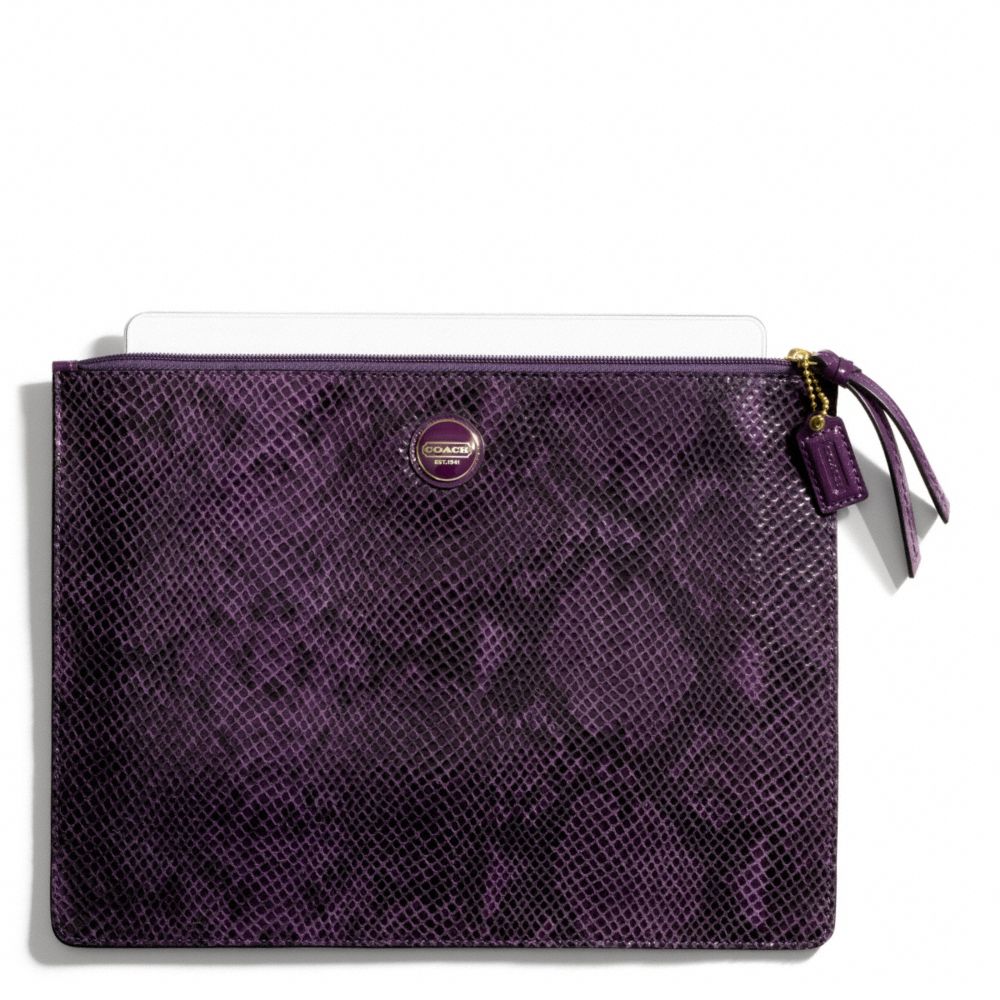 SIGNATURE STRIPE EMBOSSED SNAKE LARGE TECH POUCH - f67523 - F67523B4PX