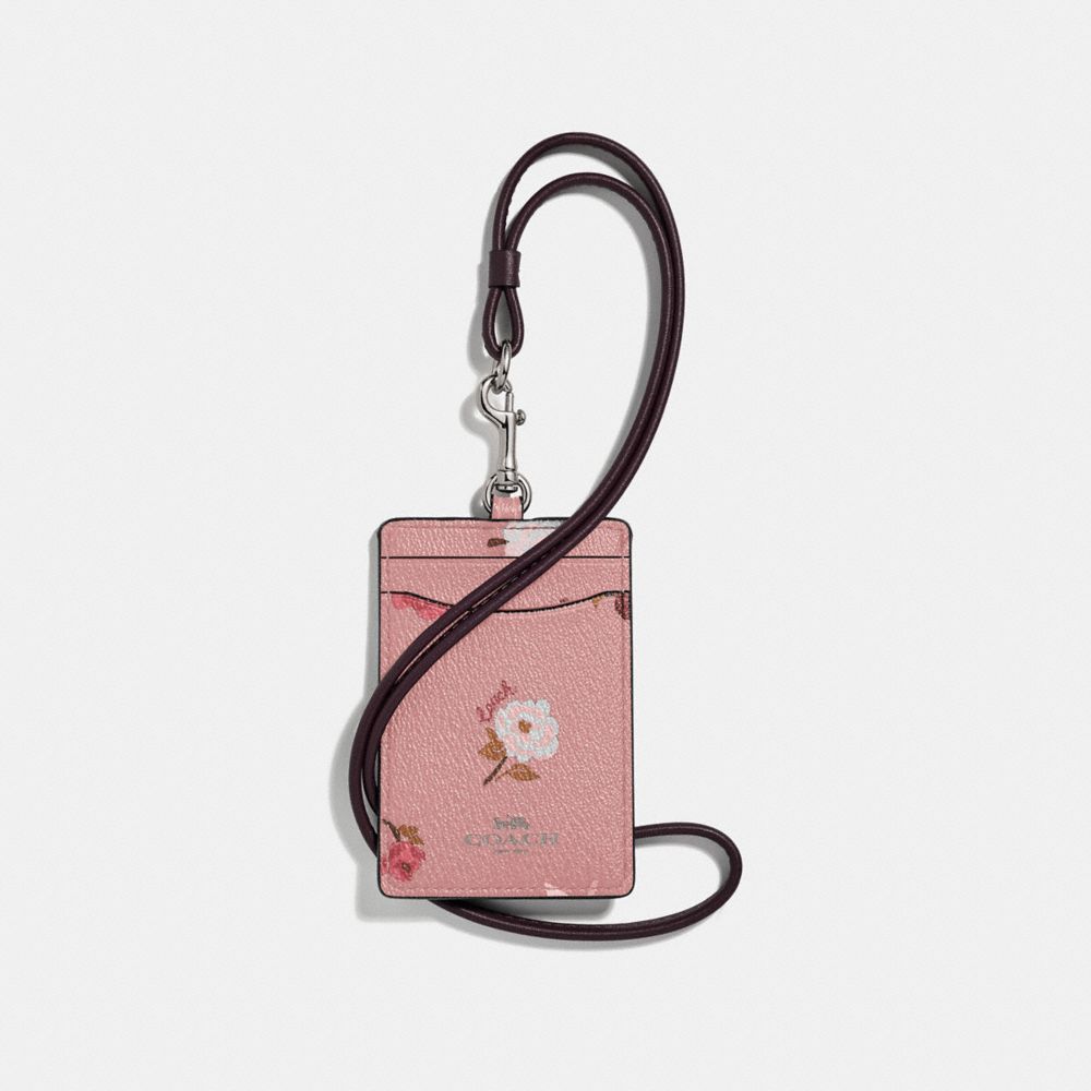 COACH ID LANYARD WITH TOSSED PEONY PRINT - PETAL MULTI/SILVER - F67527