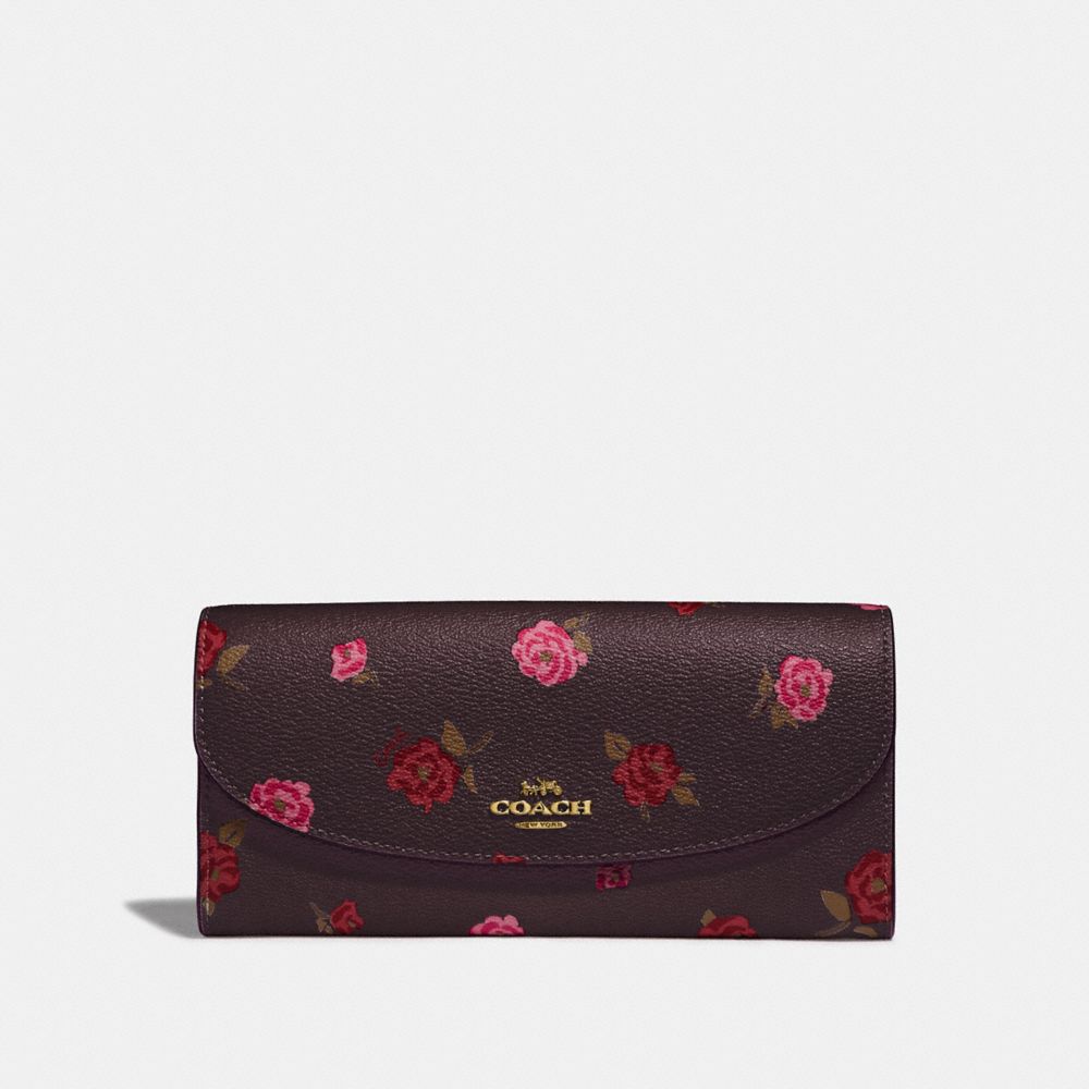 SLIM ENVELOPE WALLET WITH TOSSED PEONY PRINT - OXBLOOD 1 MULTI/IMITATION GOLD - COACH F67529
