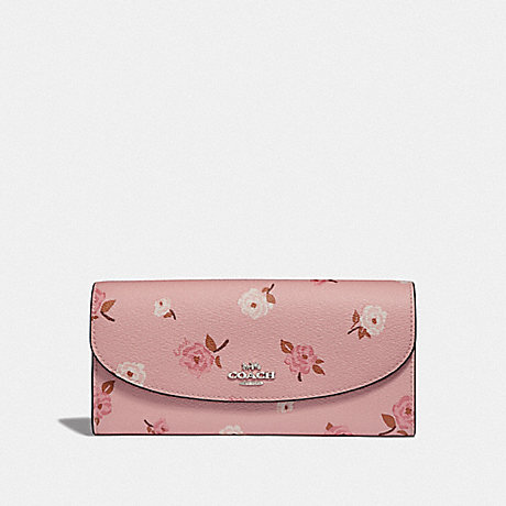 COACH SLIM ENVELOPE WALLET WITH TOSSED PEONY PRINT - PETAL MULTI/SILVER - F67529