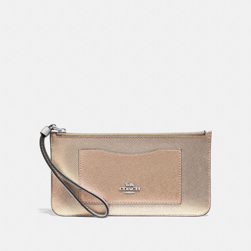 ZIP TOP WALLET IN COLORBLOCK - CHALK MULTI/SILVER - COACH F67541