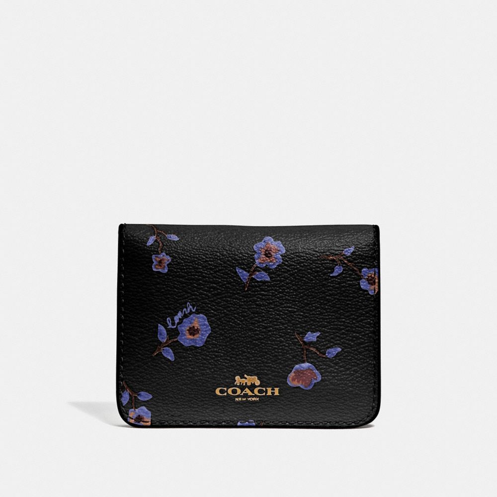 COACH F67547 - BIFOLD CARD CASE WITH VINTAGE PRAIRIE PRINT BLACK/MULTI/IMITATION GOLD