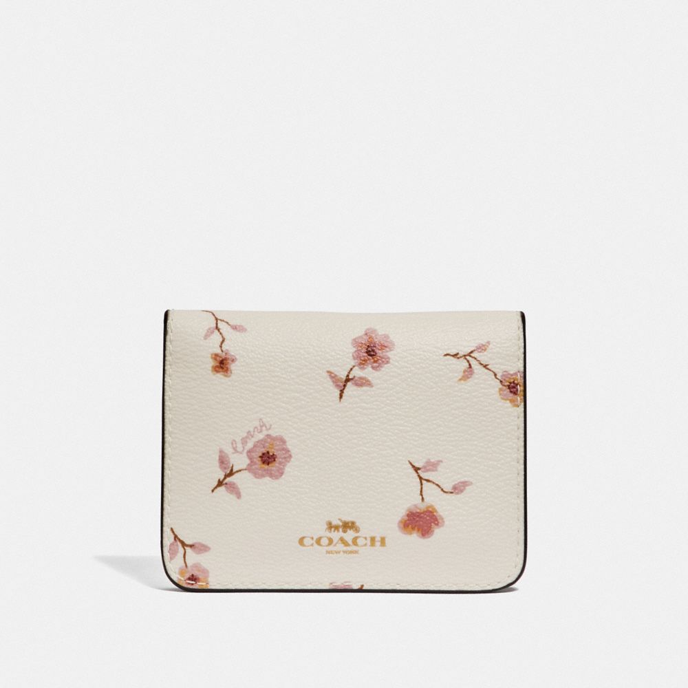 COACH F67547 BIFOLD CARD CASE WITH VINTAGE PRAIRIE PRINT CHALK MULTI/IMITATION GOLD