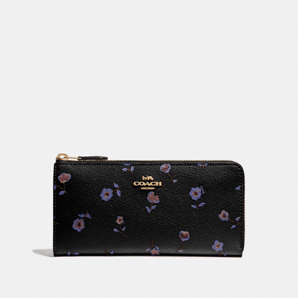 L-ZIP WALLET WITH VINTAGE PRAIRIE PRINT - F67549 - BLACK/MULTI/IMITATION GOLD