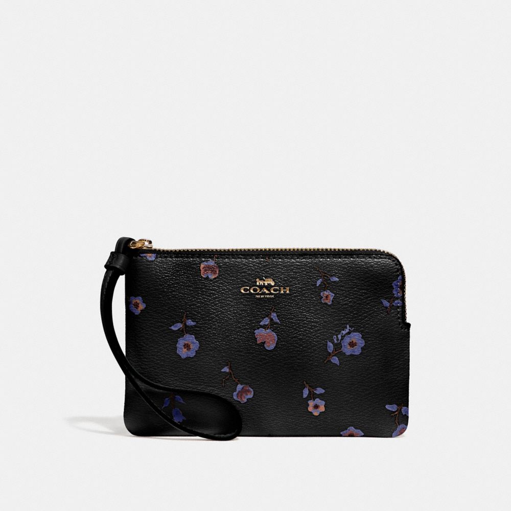 CORNER ZIP WRISTLET WITH VINTAGE PRAIRIE PRINT - F67550 - BLACK/MULTI/IMITATION GOLD